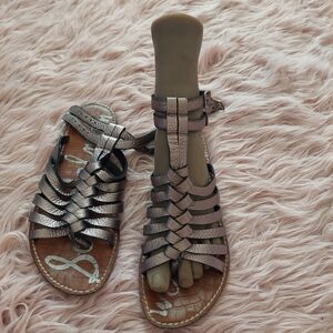 ☆Sam Edelman Pewter Metallic Leather Greco Gladiator Sandals